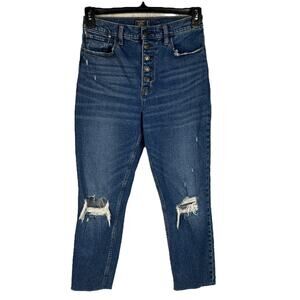 Abercrombie & Fitch SZ 8/29 Ultra High-Rise Mom Jeans Button-Fly Distressed Blue